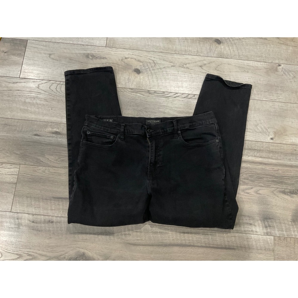Lucky Brand 410 Athletic Straight Jeans Mens 38x30โ Black Denim Pants